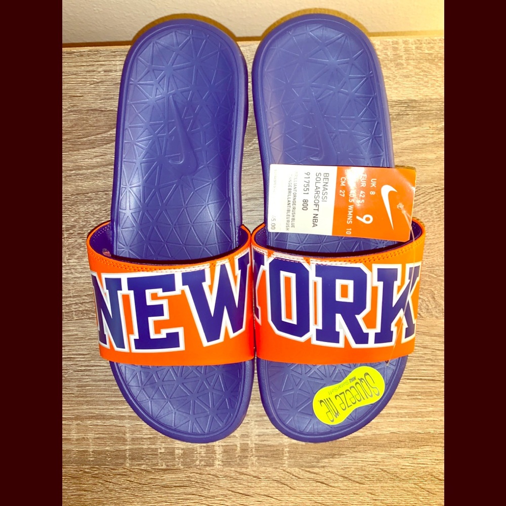 💙🧡Mens New york nets Nike Benassi slides🧡💙